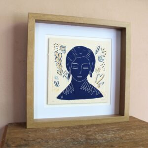 Linogravure et monotype, encadré.